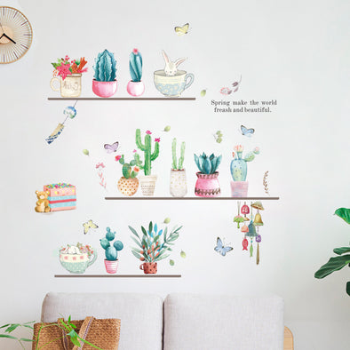 Cartoon Potted Cactus Wall Sticker