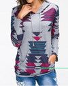 Geometric Digital Print Hooded Long Sleeve Sweatshirt