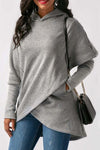 Asymmetric Hem Loose Fitting  Plain Hoodies