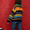 Round Collar Rainbow Stripes Knitting Sweater