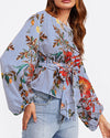 Women's printed one-shoulder long-sleeved shirt