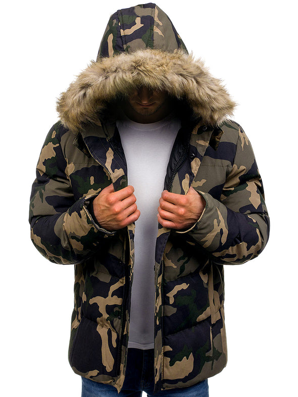 Men's Camouflage Zip Hooded Down Jacket