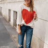 Round Neck Heart Loose Long Sleeve Knitting Sweaters