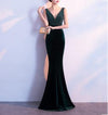 Elegant Fishtail V Collar Sexy Evening Dress