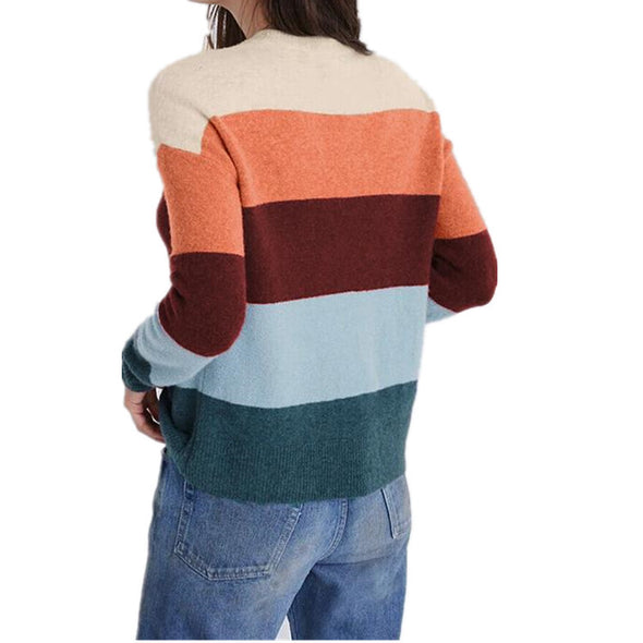 Women's Color Stripe Color Matching Loose Sweater