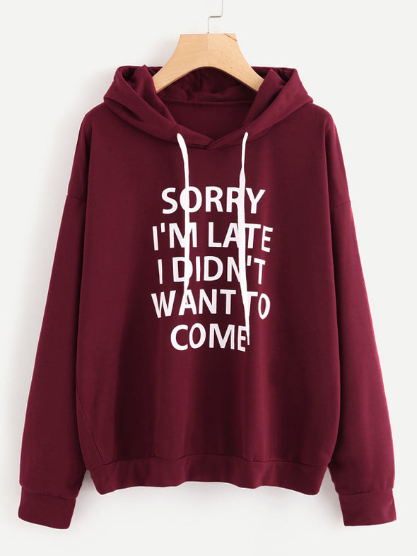 Letter Printing Long Sleeve Hoodies