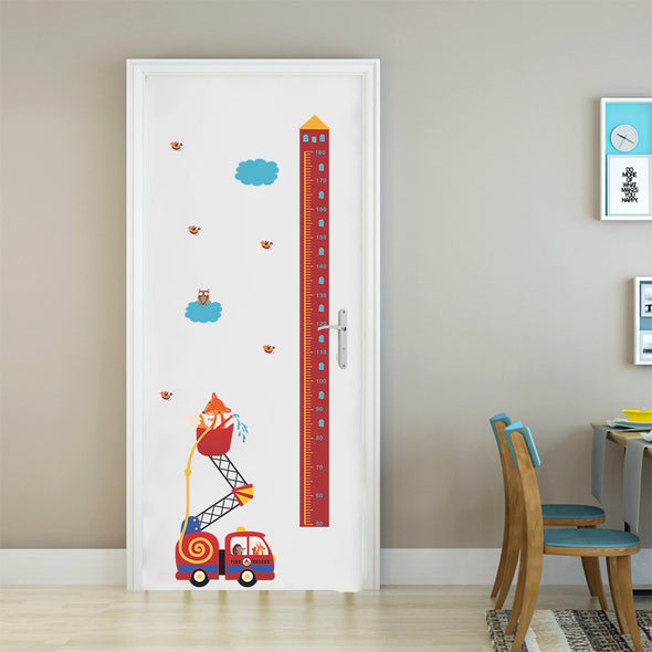 Cartoon Car Building Measuring Height Wall Sticker