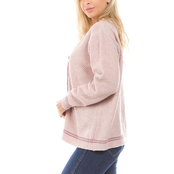 Solid Color Single-Beasted Sweater