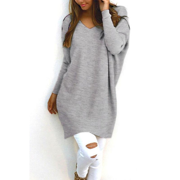 V Neck  Loose Fitting  Plain Sweaters