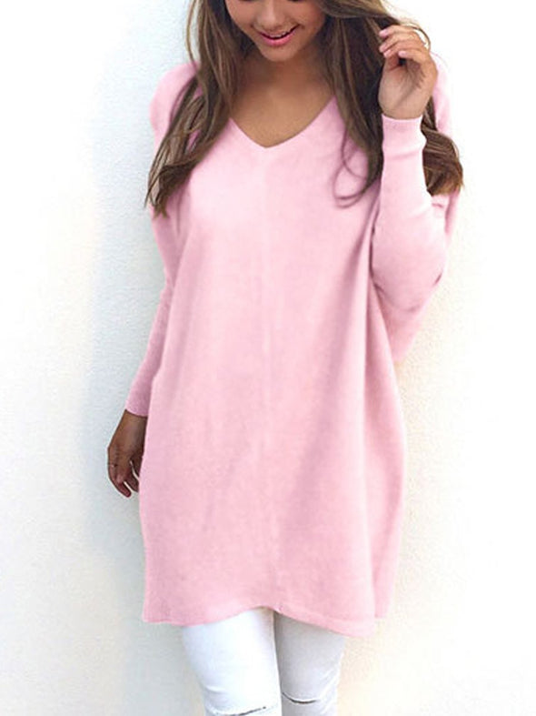 Fashionable V-Neck Long Sleeved  Thin  Sweater