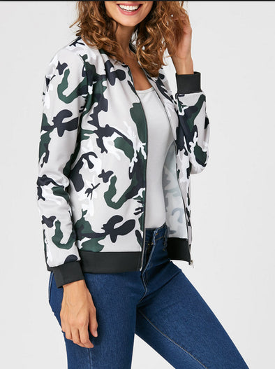 Camouflage Long Sleeve Zip Jacket