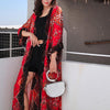 Women's Chiffon Lace Splice Long Suntan Cardigan