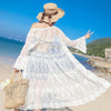 Women's Hundreds Of Lace Embroidery Medium And Long Suntan Cardigan