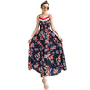 Women Strap Floral Print Chiffon Bench Maxi Dress