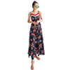 Women Strap Floral Print Chiffon Bench Maxi Dress