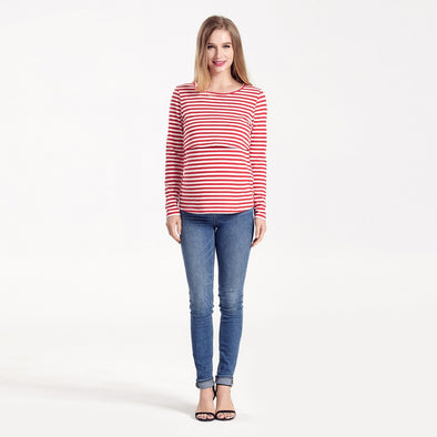 Maternity T-shirt  Striped Long Sleeve For Elegant Women