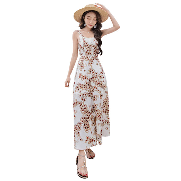 Floral Print Dress Adjustable Bandage Split Party Strapless Ankle Length Women dressee