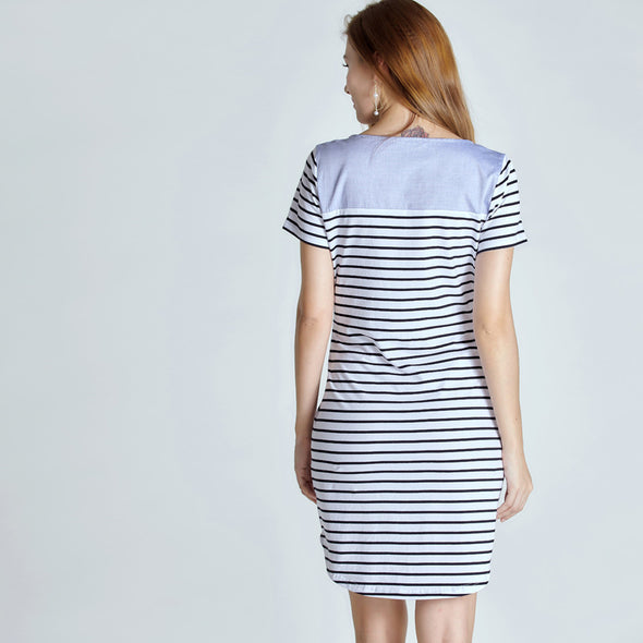 Maternity Short Sleeve Summer Stripped Pregnancy