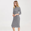 Breastfeeding Nursing Dress Full Sleeve Striped Thick Maternity Dress