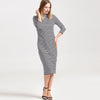 Breastfeeding Nursing Dress Full Sleeve Striped Thick Maternity Dress