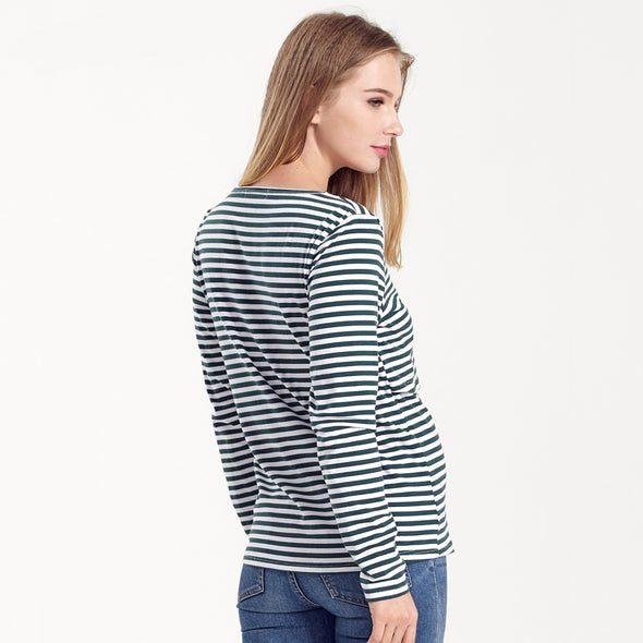 Maternity T-shirt  Striped Long Sleeve For Elegant Women