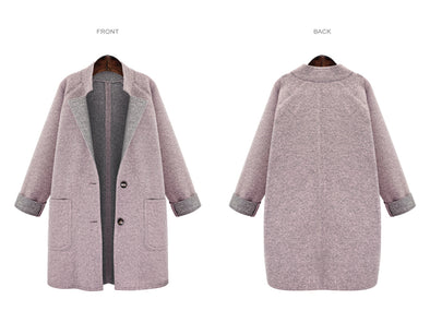 Fashion Solid Stand-Neck Single-breasted Woolen Coat