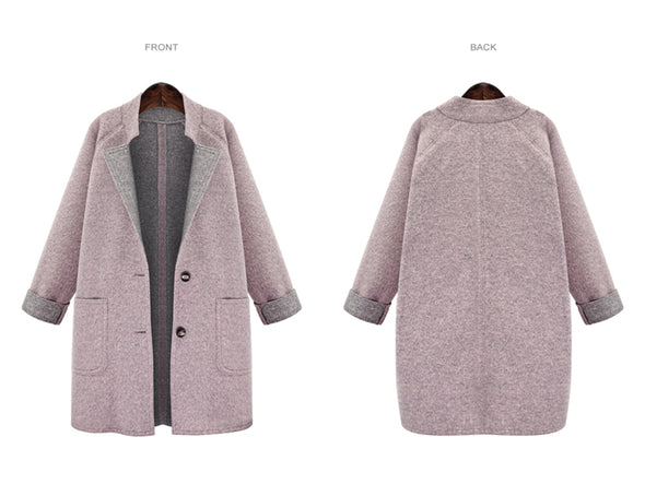 Fashion Solid Stand-Neck Single-breasted Woolen Coat