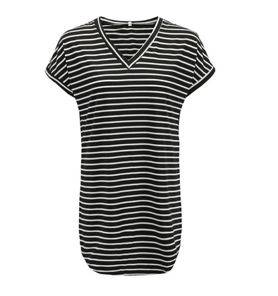 Women Hot striped V-neck casual long T-shirt