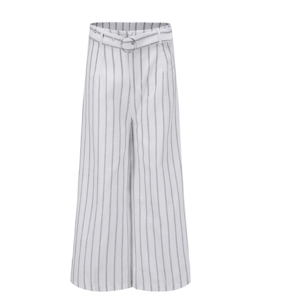 Women casual loose blue striped wide leg pants