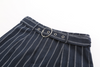 Women casual loose blue striped wide leg pants