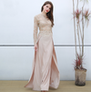 Fashion Sexy High-Necked Long-Sleeved Sequin Split Dress