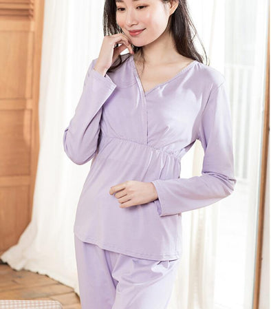 Spring and autumn postpartum maternity pajamas feeding set