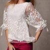 Chiffon Lantern Sleeve Embroidery Lace Blouses