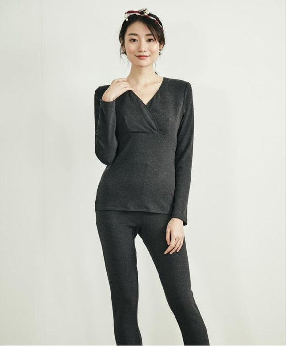 Fashion maternity thick warm breastfeeding home service suit