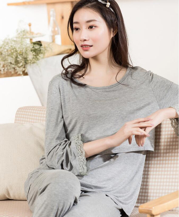 Pregnant women cotton breastfeeding loose home service suit