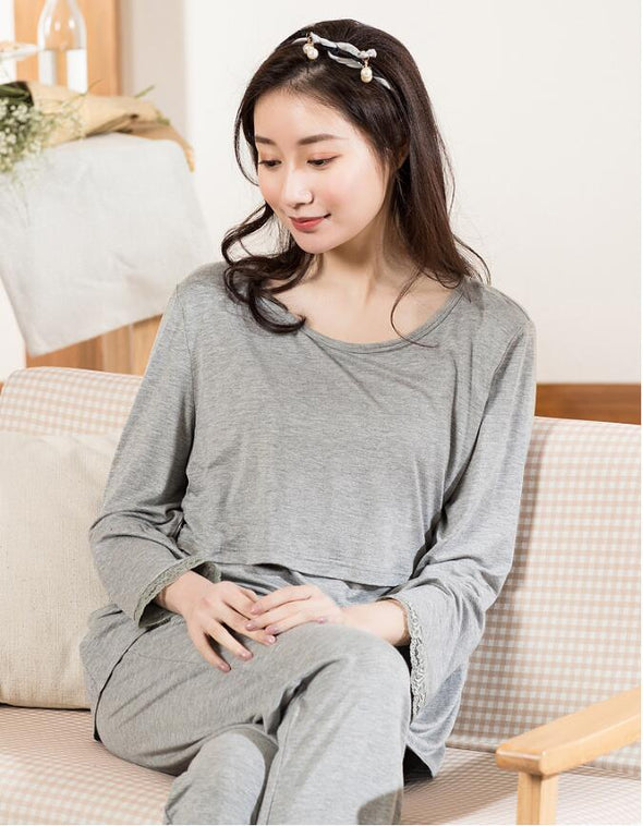 Pregnant women cotton breastfeeding loose home service suit