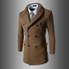 New Knit Collar Stitching Men's Slim Mid-length Woolen Coat