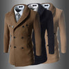 New Knit Collar Stitching Men's Slim Mid-length Woolen Coat