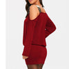 Sequined Strapless Sling Long Sleeve Dress