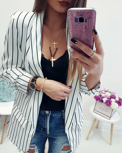 Long Sleeve Striped Blazer