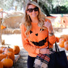 Pumpkin Long Sleeve Round Neck Sweatshirt