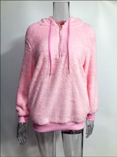 Women's Plush Hooded Sweater coat