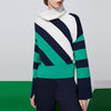 Colorblock Striped Turtleneck Sweater