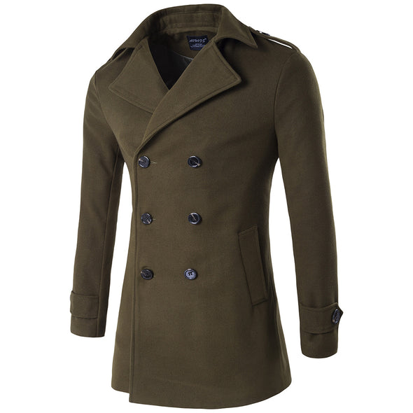 New Men's Double-breasted Epaulettes Coats