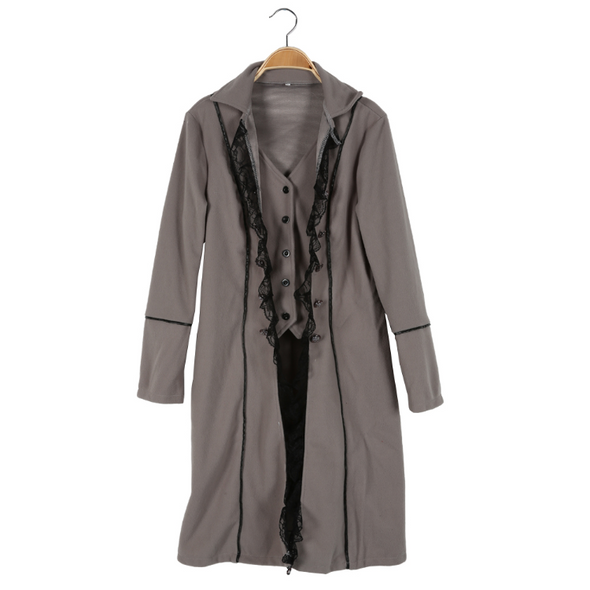 Irregular Pure Color Long Sleeve Three-breasted Buckle Coat