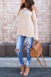 Open Shoulder  Cutout  Plain Sweaters