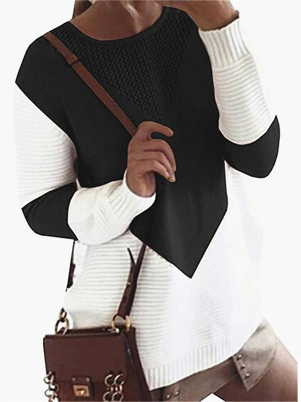 Fashion Loose Stitching Knit Sweater