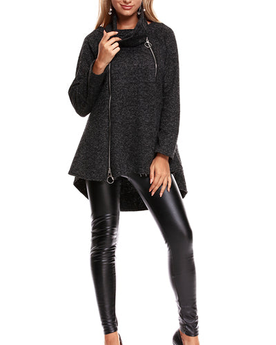 Long Sleeve Solid Color Turtleneck Coat