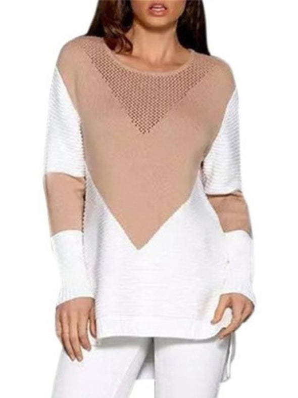 Fashion Loose Stitching Knit Sweater