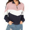 Colorblock Stand Collar Zipper Long Sleeve Sweatshirt